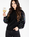 Multi Color Shimmer Sleeve Sweater