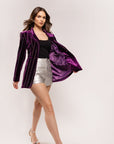 Rhinestone Pin Stripe Velvet Blazer - Sparkle City Co