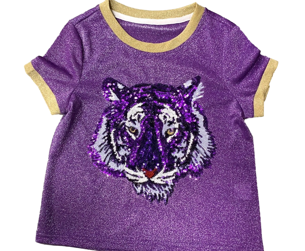 Purple Tiger Two Tone Glitter Tee