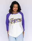 LSU "Tigers" Purple Raglan Tee
