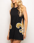 FLEUR DE LIS TANK DRESS BLACK