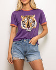 Glitter Tiger Tee- Purple and Orange