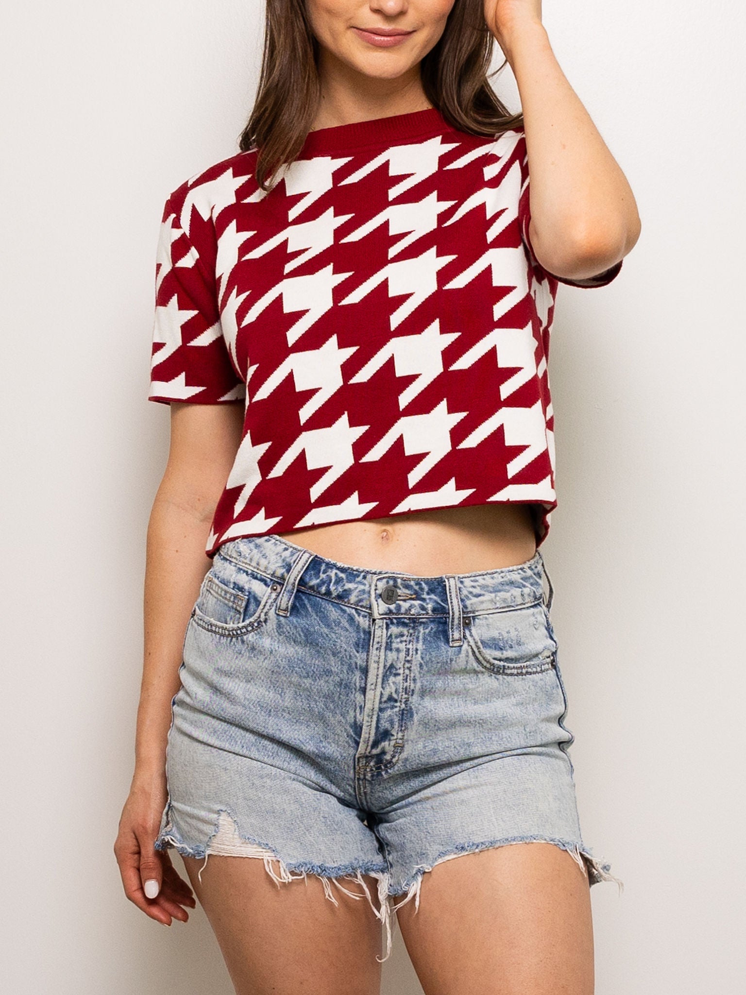 HOUNDSTOOTH KNIT CROP