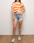 TIGER STRIPE KNIT CROP- ORANGE AND WHITE