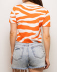 TIGER STRIPE KNIT CROP- ORANGE AND WHITE