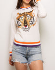 Long Sleeve Thin Knit Clemson Tiger Sweater