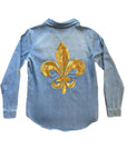 Fleur De Lis Denim Button Down