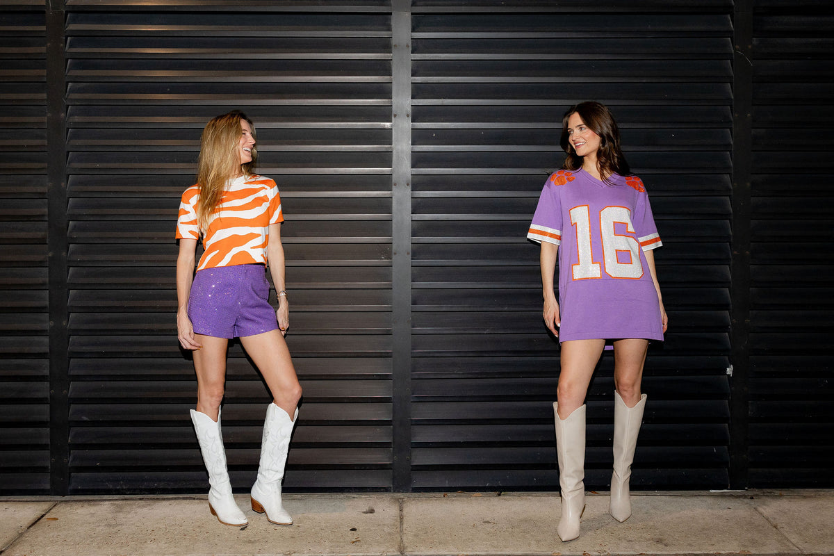 TIGER STRIPE KNIT CROP- ORANGE AND WHITE