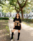 Knit Jersey Dress- Black & Gold