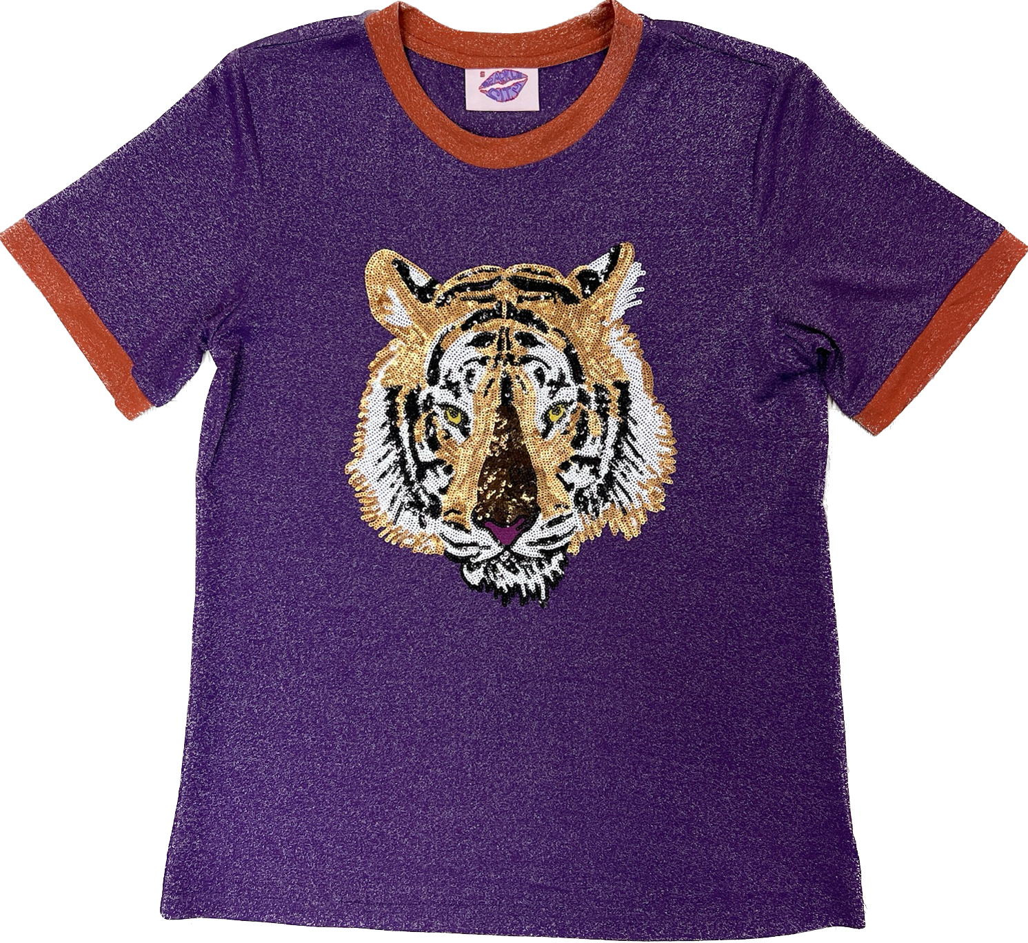 Glitter Tiger Tee- Purple and Orange
