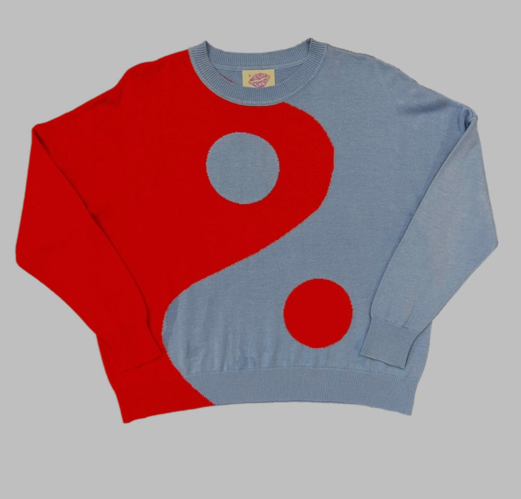 Yin Yang Sweater - red and blue