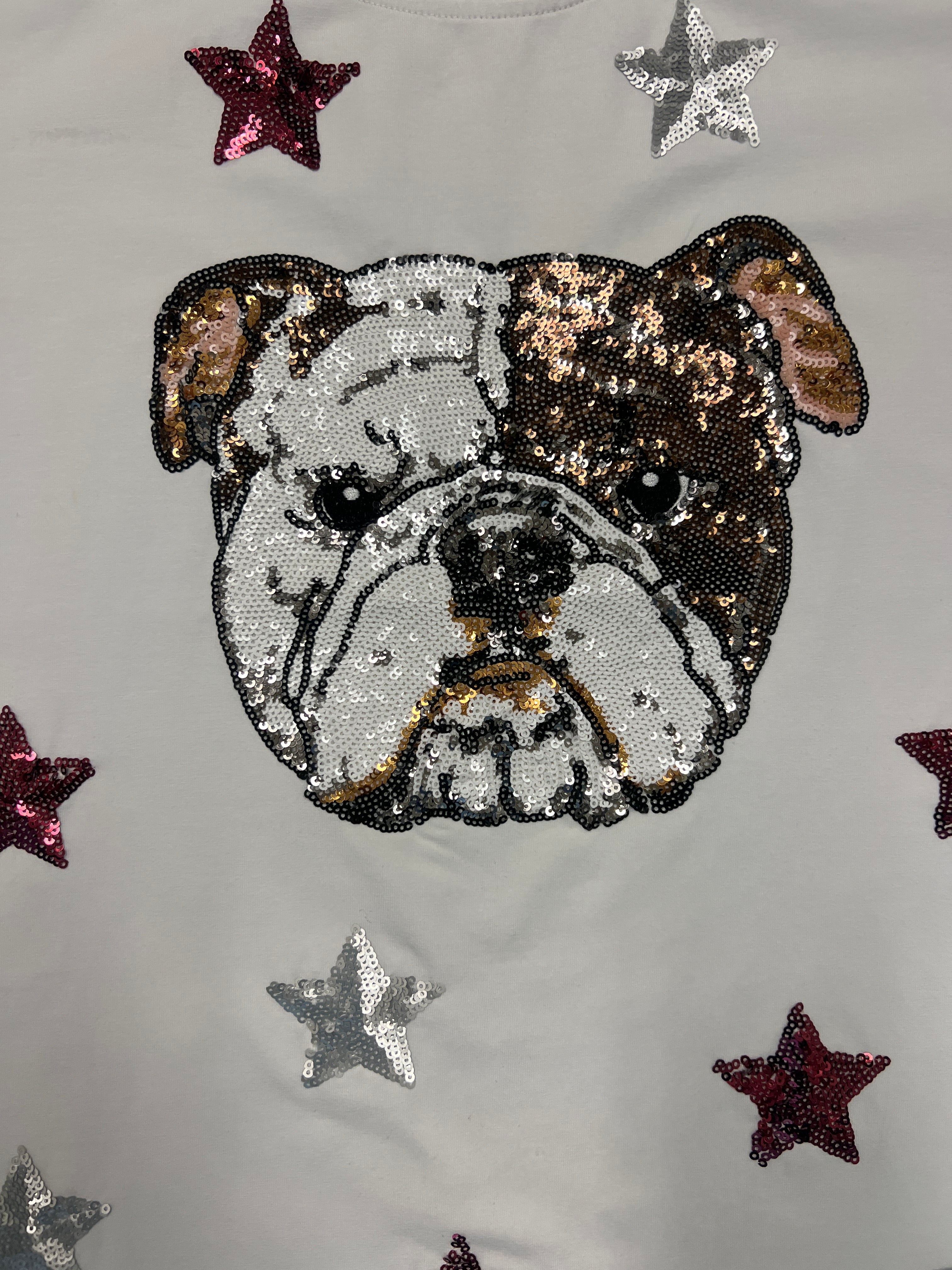 Star Struck Maroon and Silver Bulldog tee