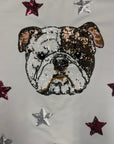 Star Struck Maroon and Silver Bulldog tee