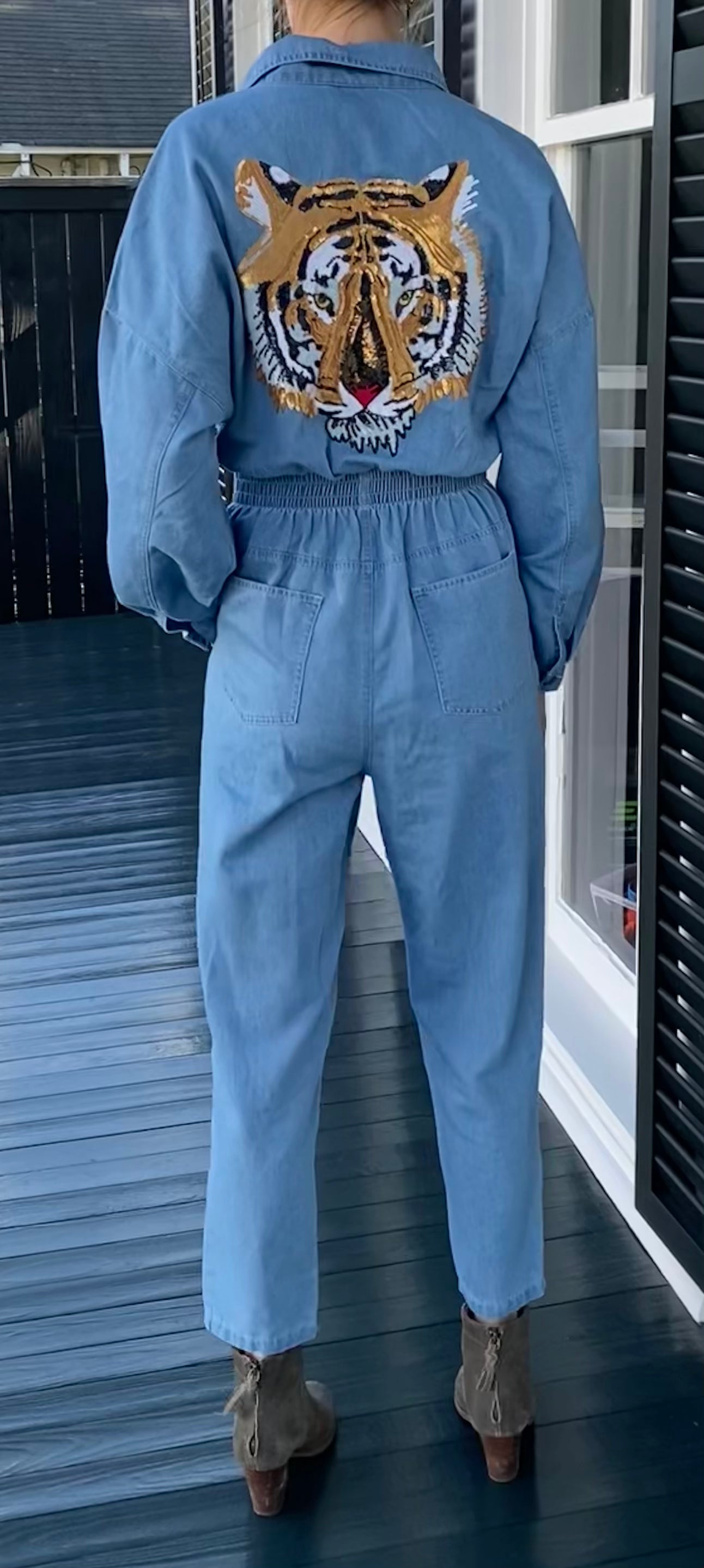 Blue tiger jumpsuit sales