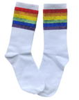 Rainbow Rhinestone Crew Socks