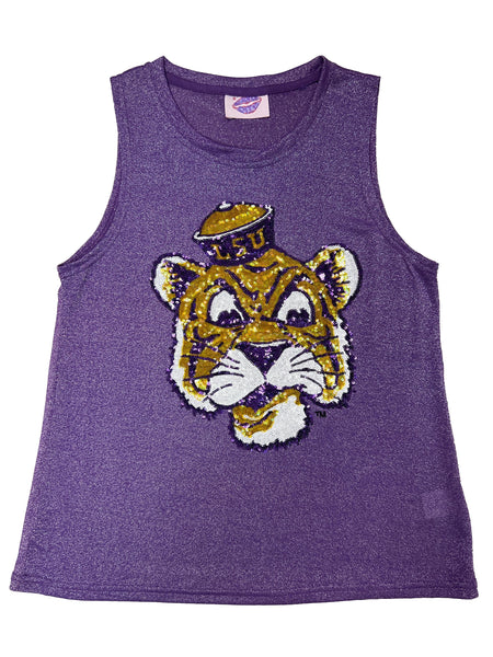GLITTER RETRO LOGO TANK- LSU – Sparkle City Co