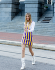 Purple and Gold Lightweight Overall Dress