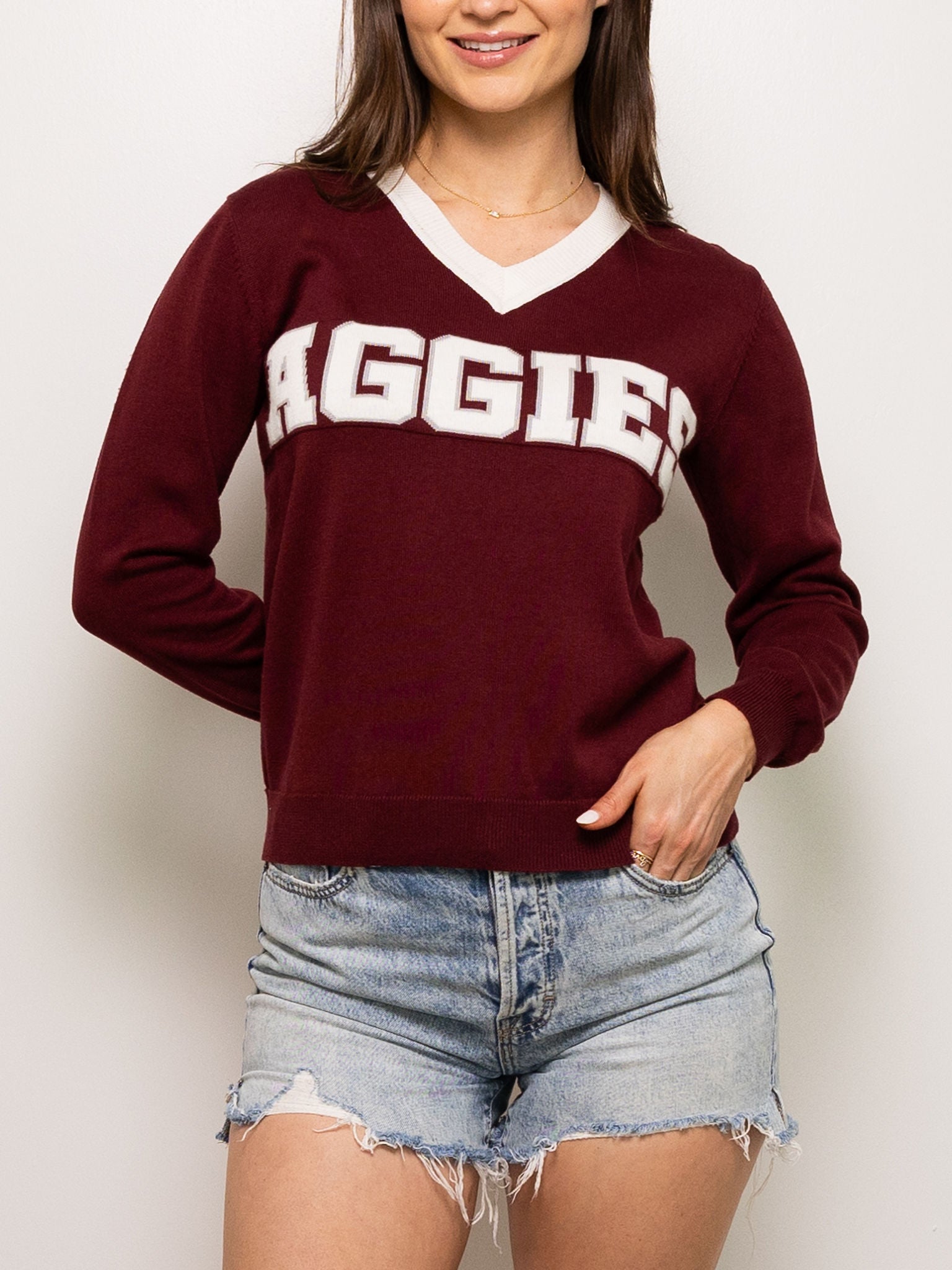 Aggies Maroon Jersey Sweater - Sparkle City Co