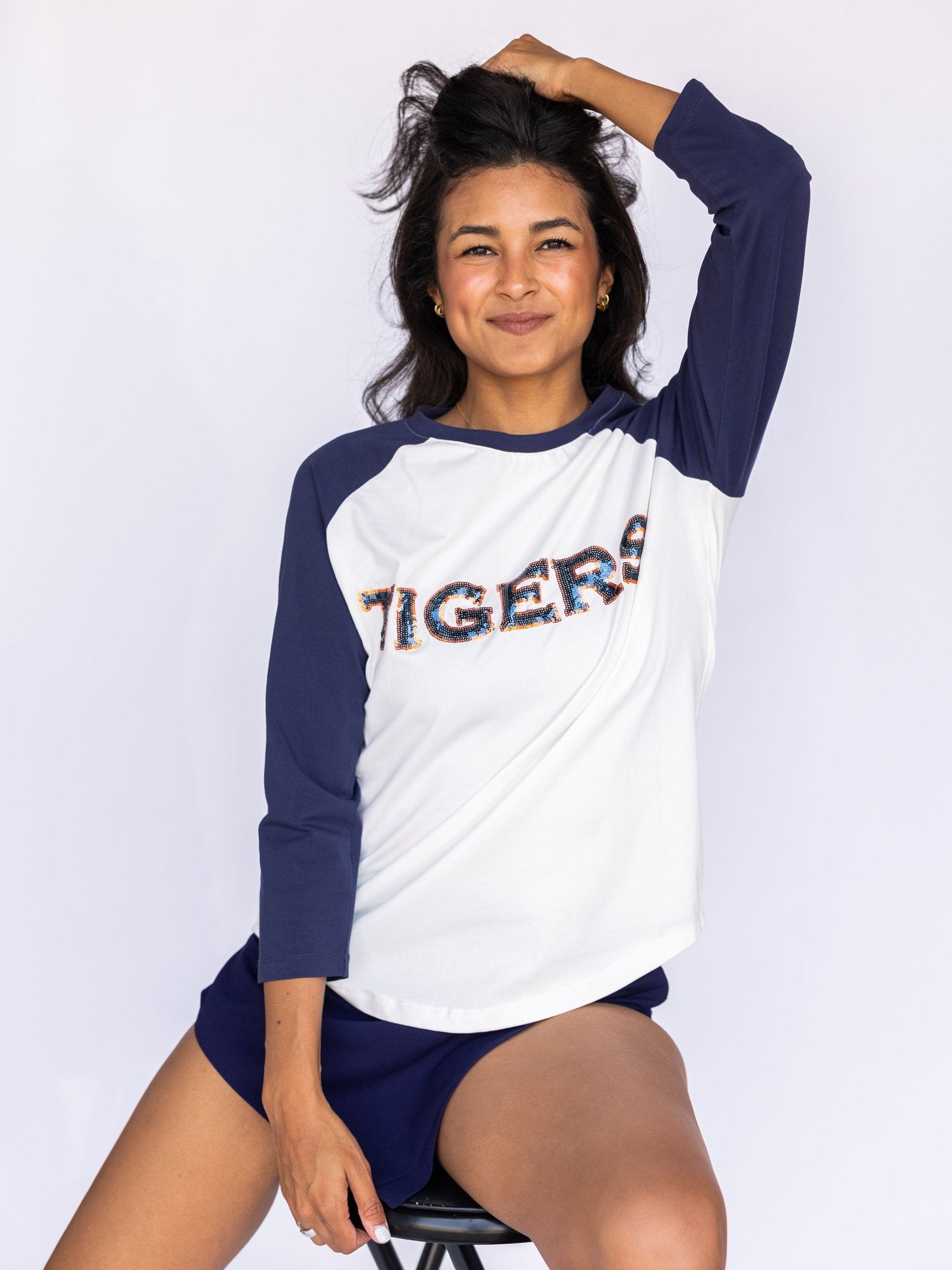 Auburn "Tigers" Navy Raglan Tee - Sparkle City Co