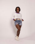 Bedazzled WIN Crop Sweater - Sparkle City Co