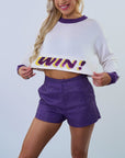 Bedazzled WIN Crop Sweater - Sparkle City Co