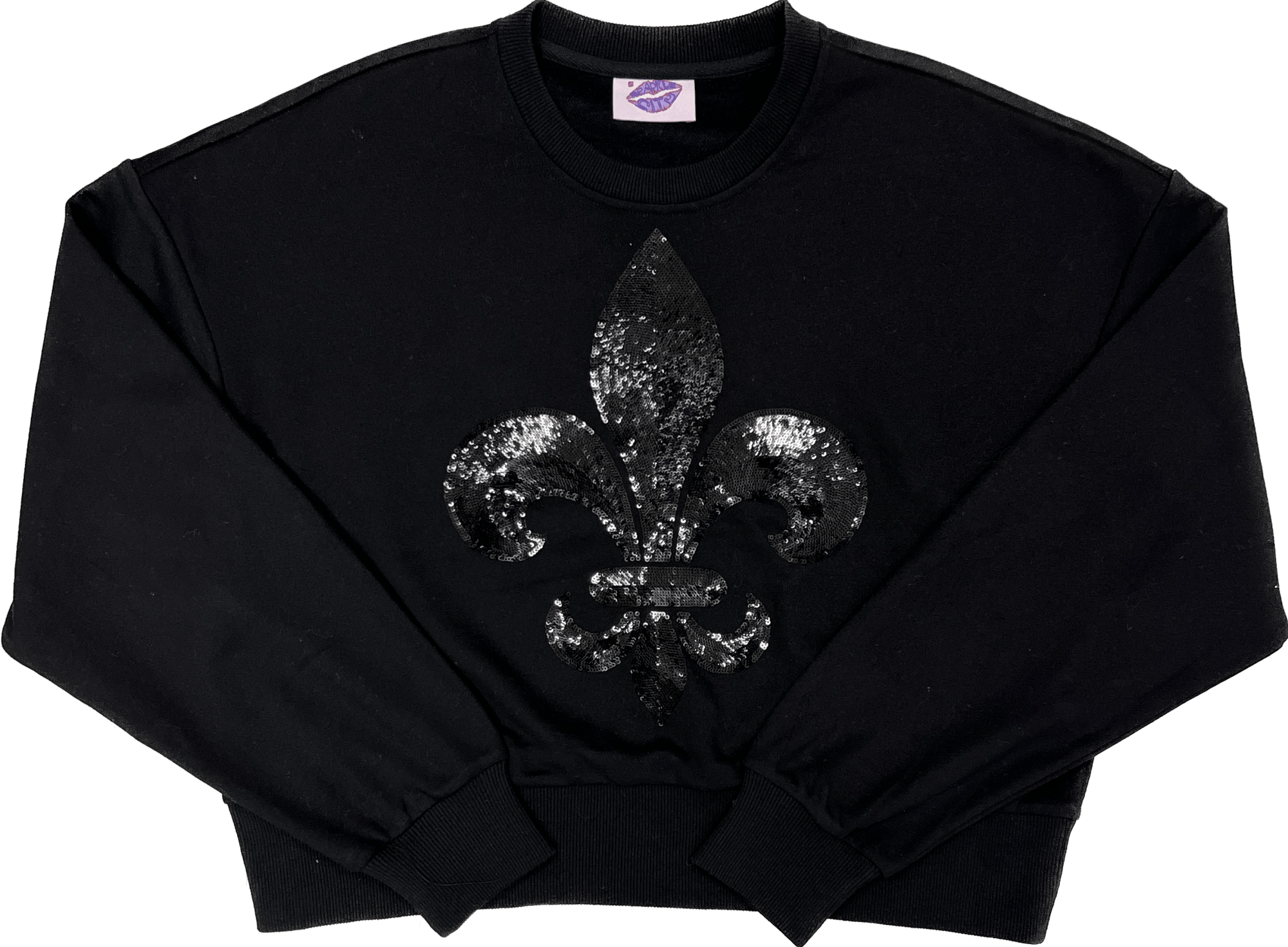 Black on Black Fleur De Lis Sweatshirt - Sparkle City Co
