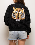 Black Tiger Head Bomber Jacket - Sparkle City Co