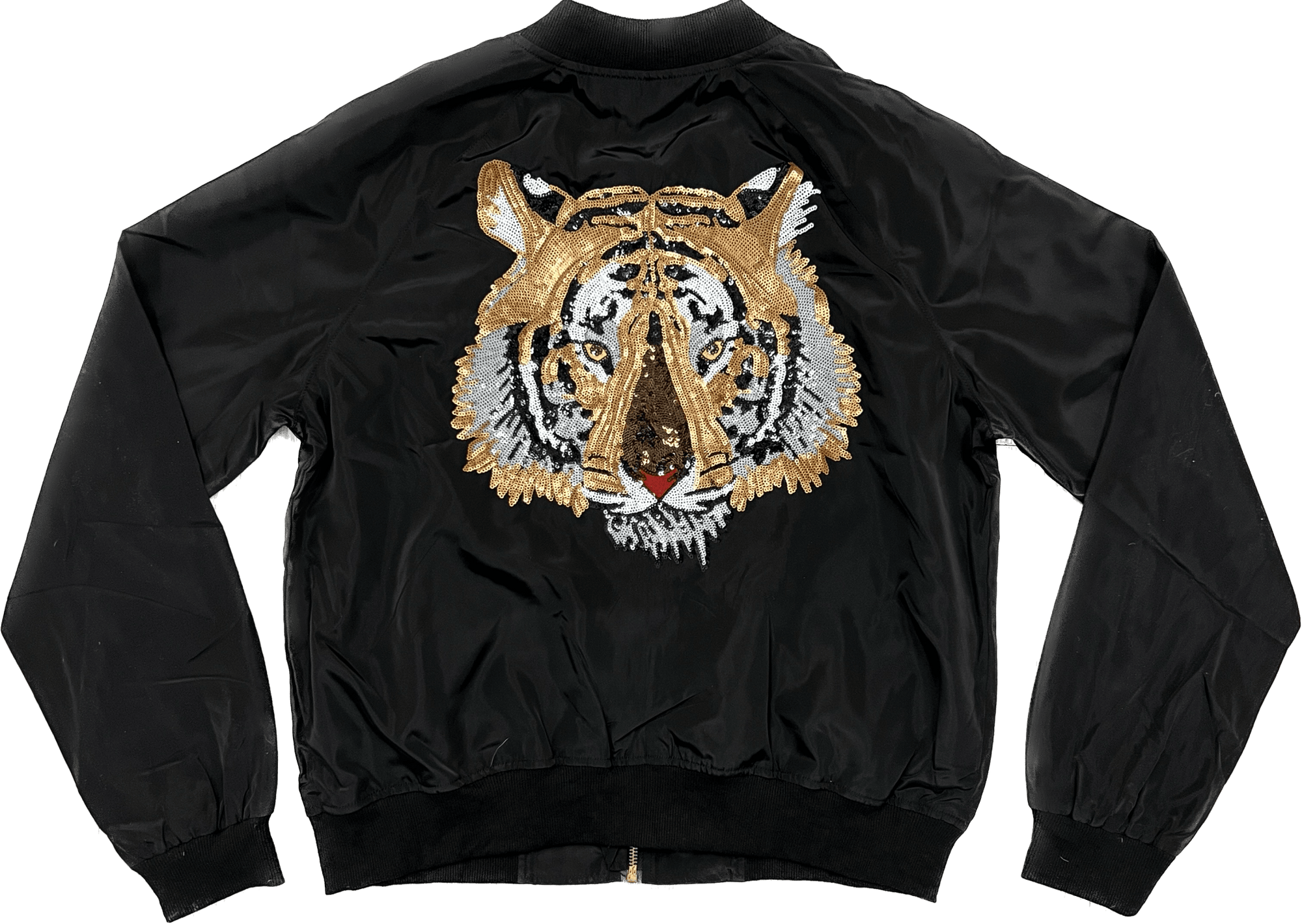 Black Tiger Head Bomber Jacket - Sparkle City Co