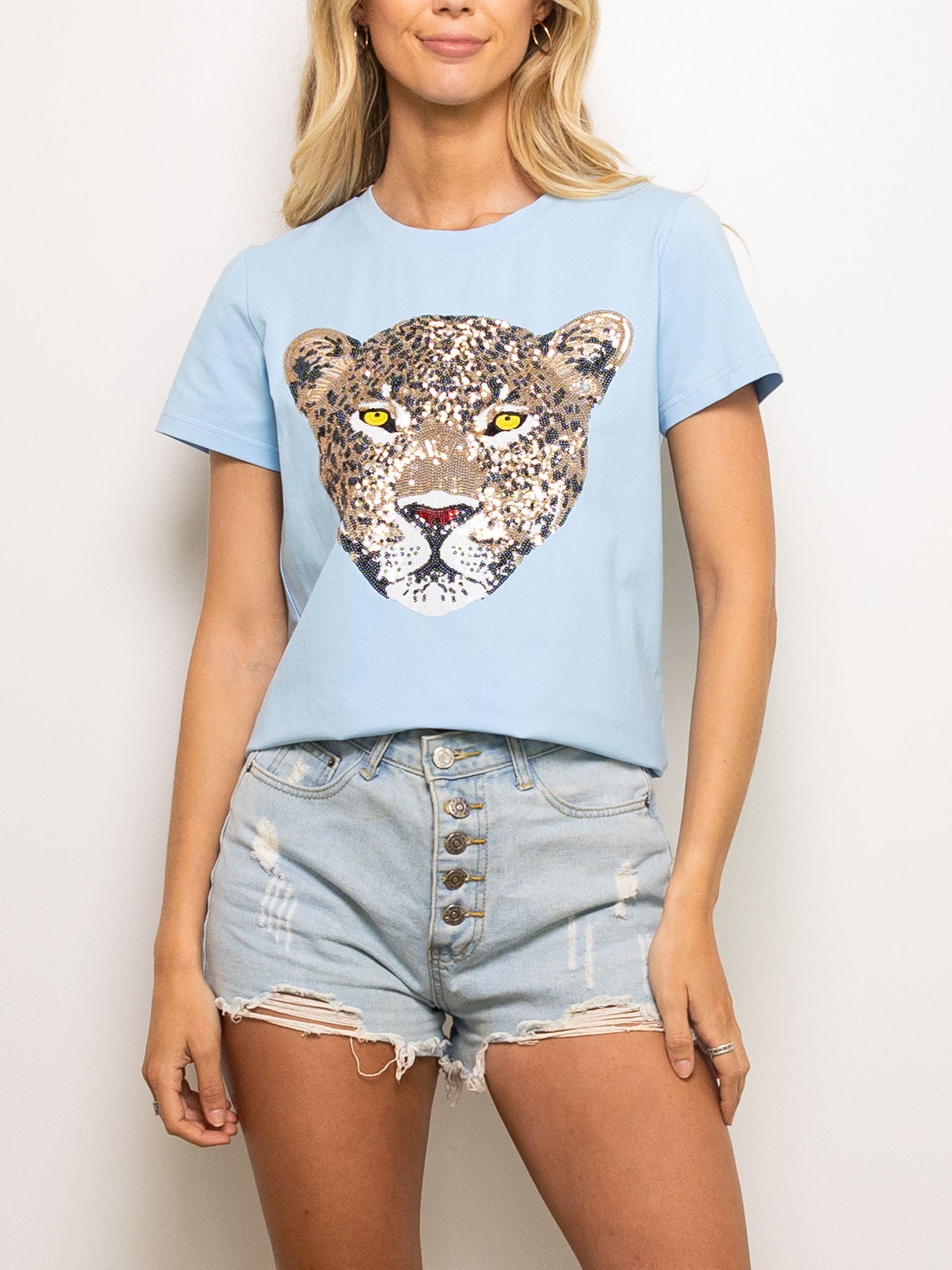 Blue Jaguar Head Tee - Sparkle City Co
