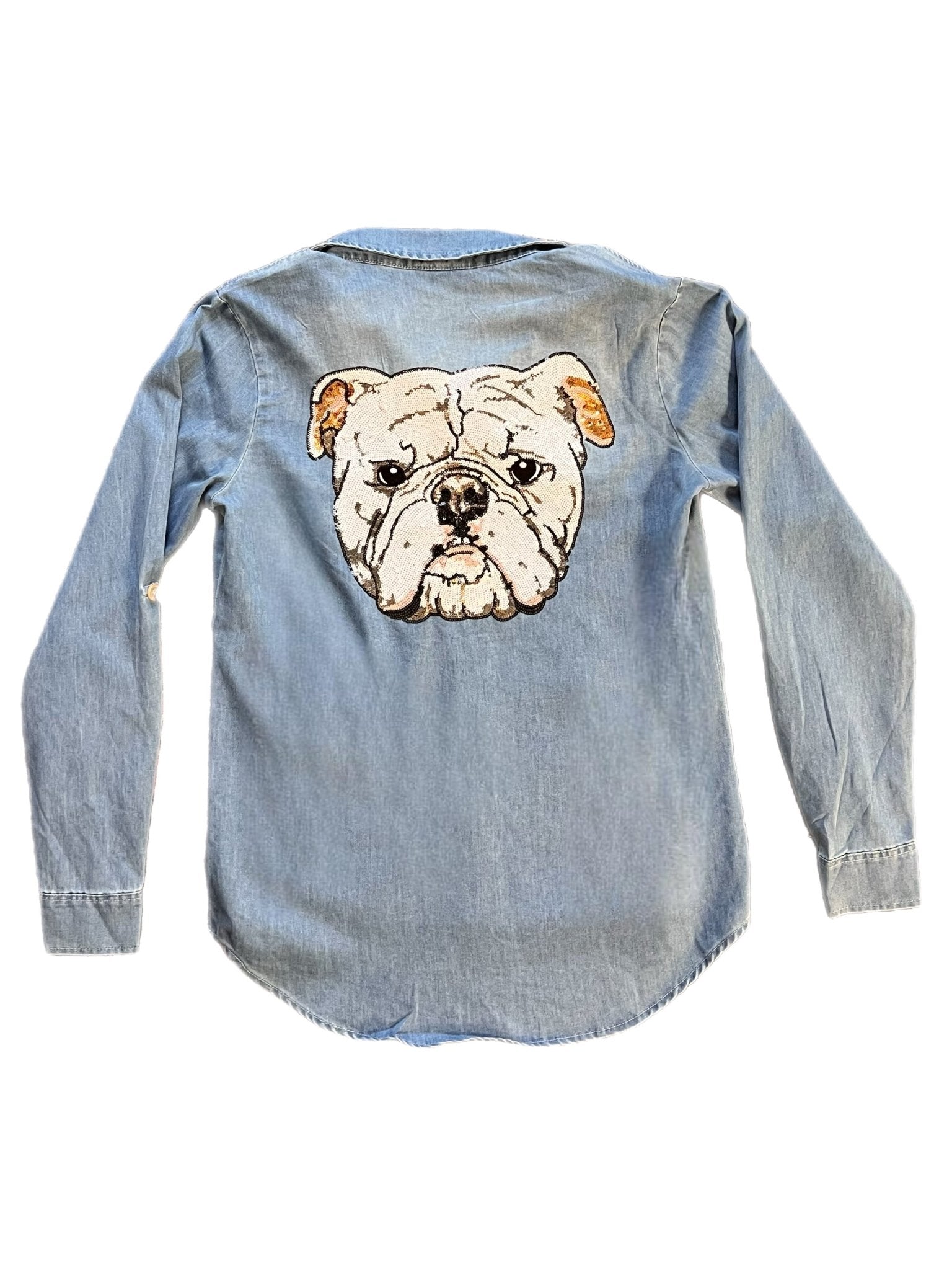 Bulldog Denim Button Down - Sparkle City Co