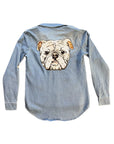 Bulldog Denim Button Down - Sparkle City Co