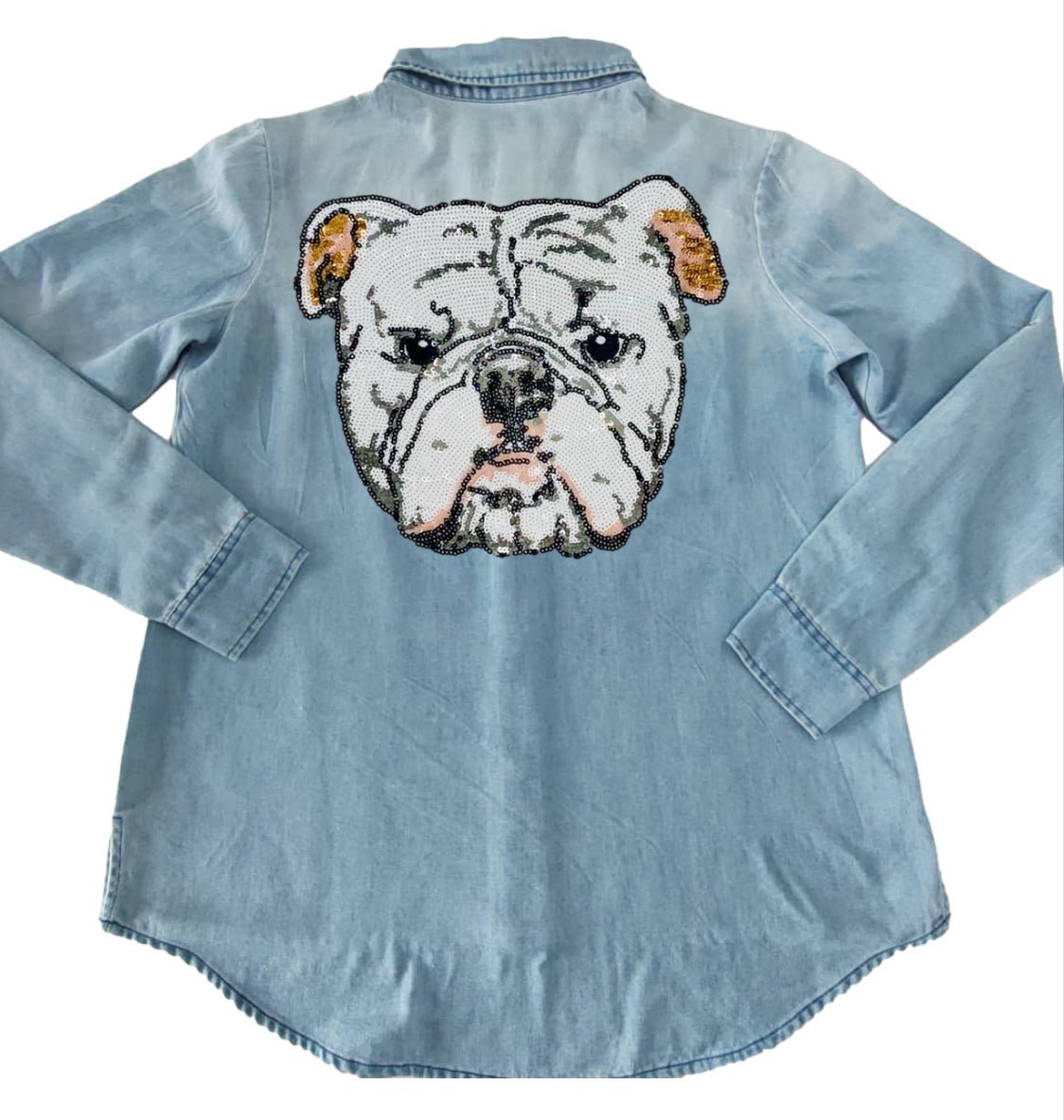 Bulldog Denim Button Down - Sparkle City Co