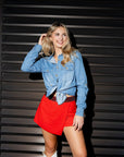 Bulldog Denim Button Down - Sparkle City Co