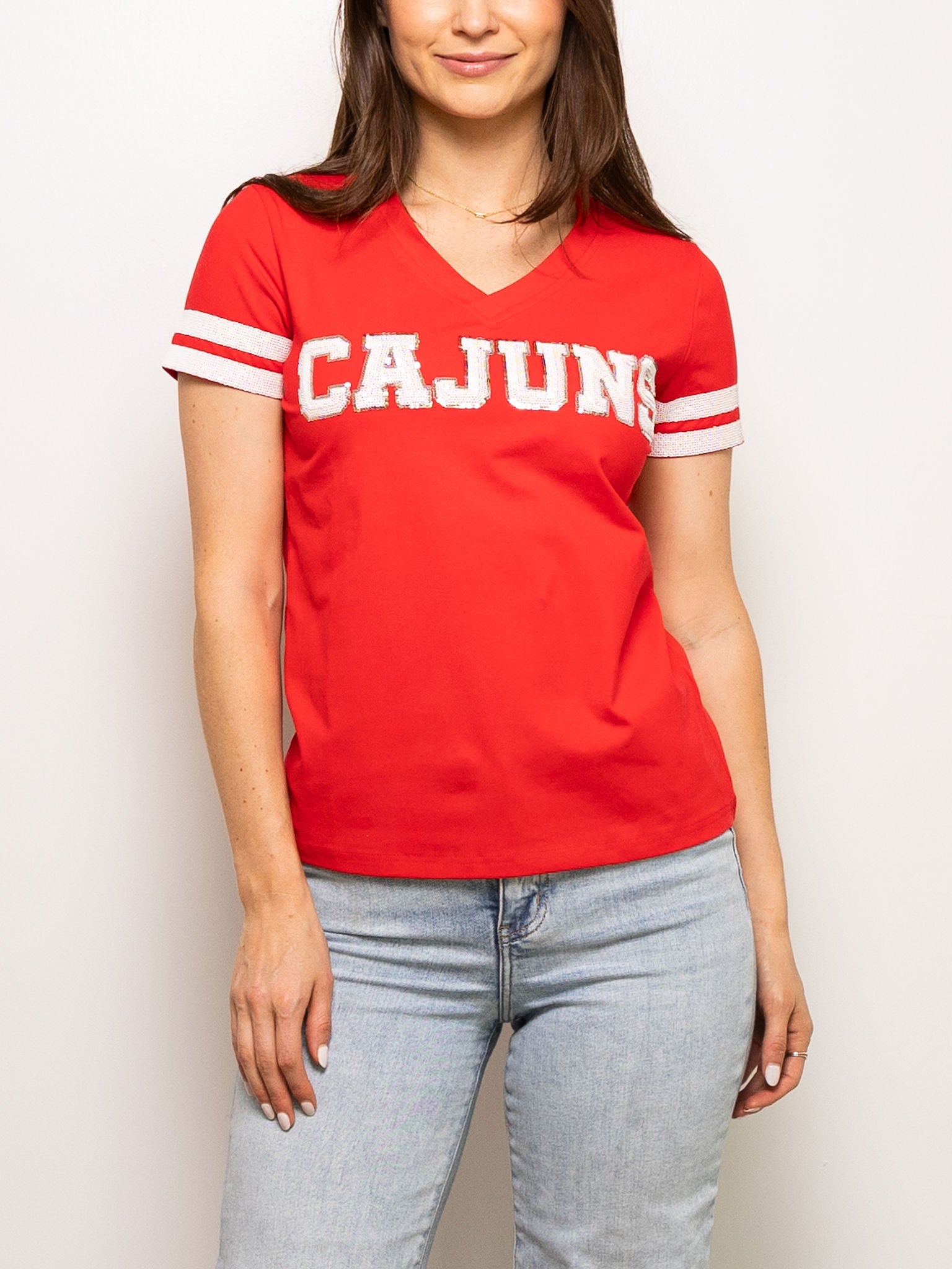 Cajuns Red Jersey Tee - Sparkle City Co