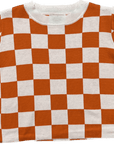 CHECKERED KNIT CROP - ORANGE AND WHITE - Sparkle City Co