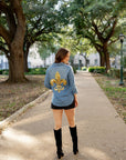 Fleur De Lis Denim Button Down - Sparkle City Co