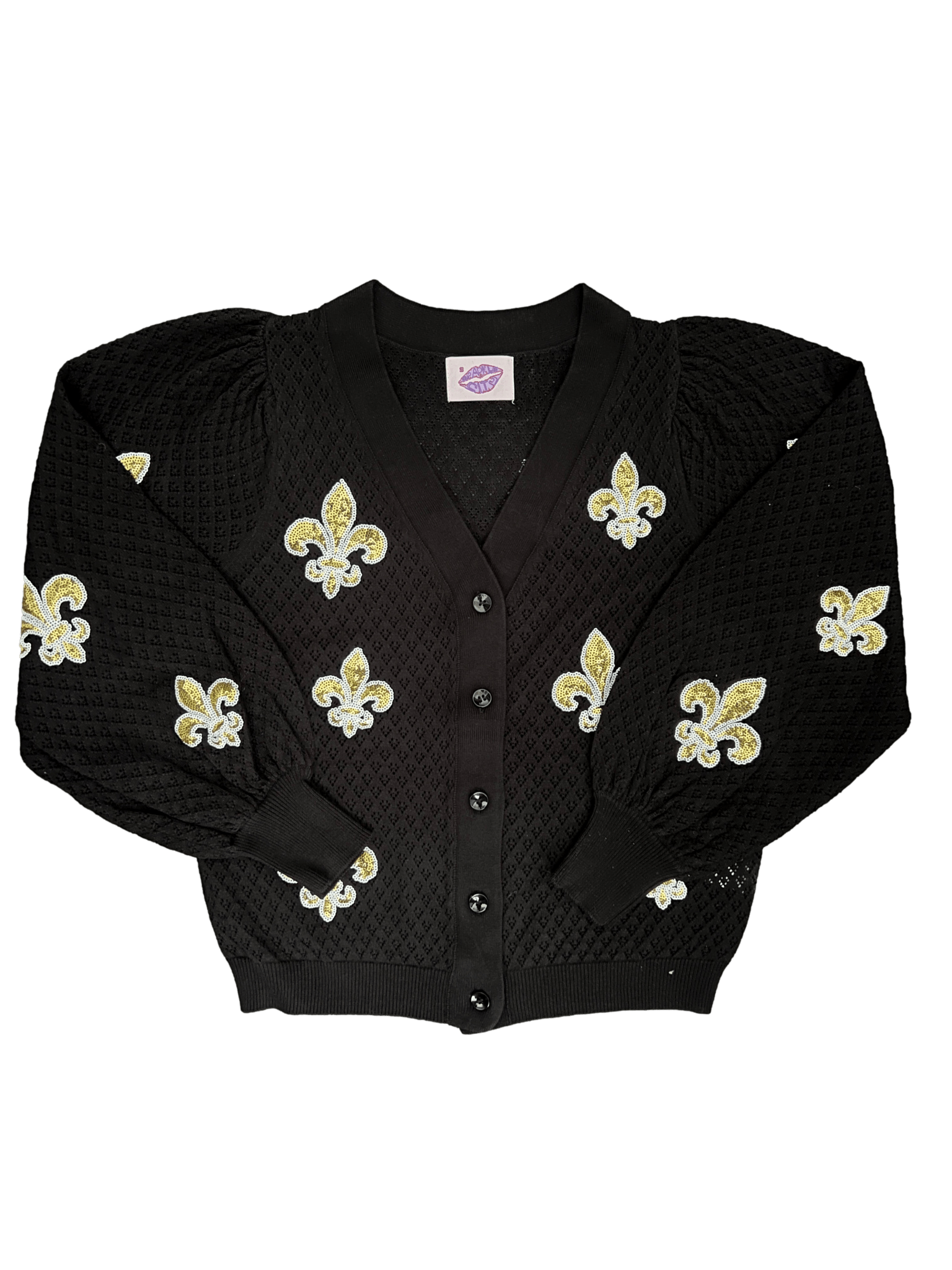 Fleur De Lis Puff Cardigan - Sparkle City Co