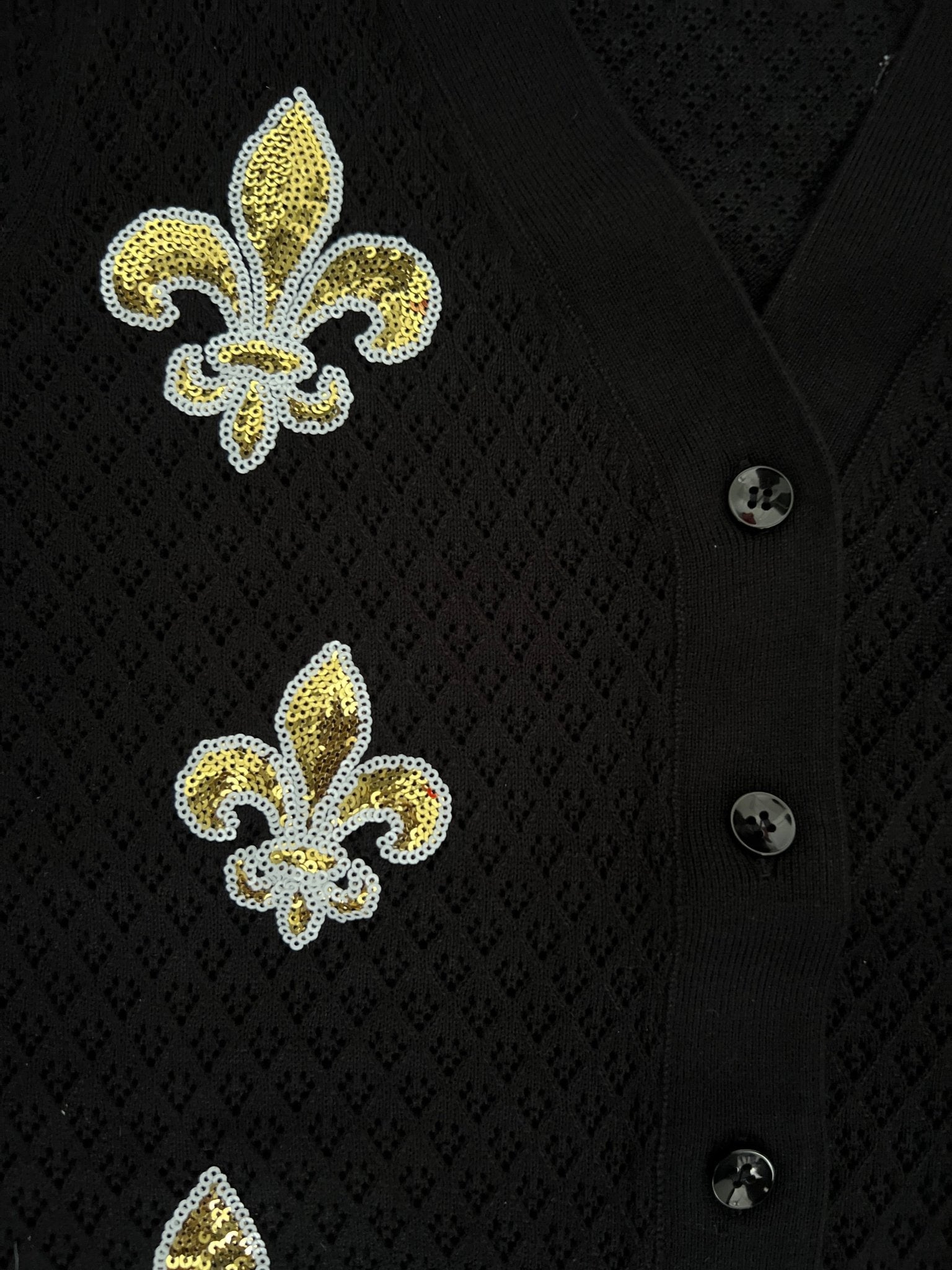 Fleur De Lis Puff Cardigan - Sparkle City Co