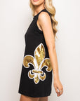 FLEUR DE LIS TANK DRESS BLACK - Sparkle City Co