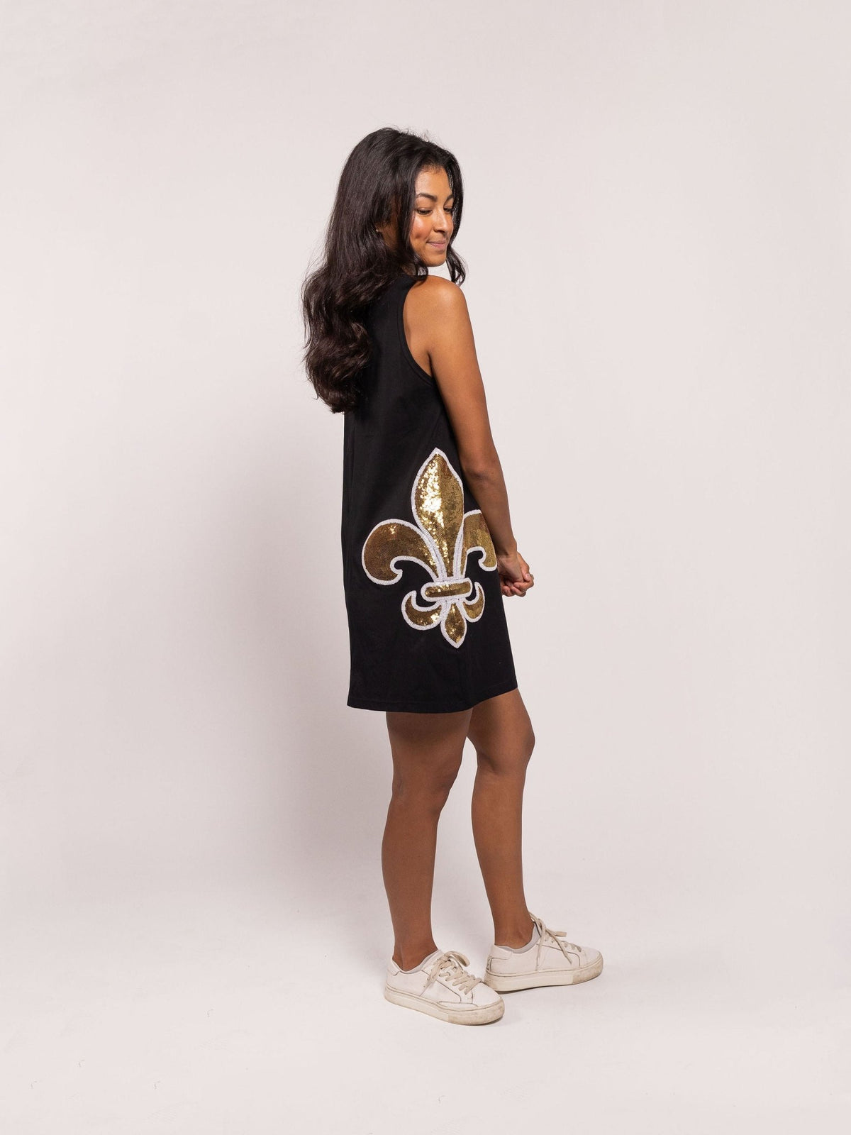 FLEUR DE LIS TANK DRESS BLACK - Sparkle City Co