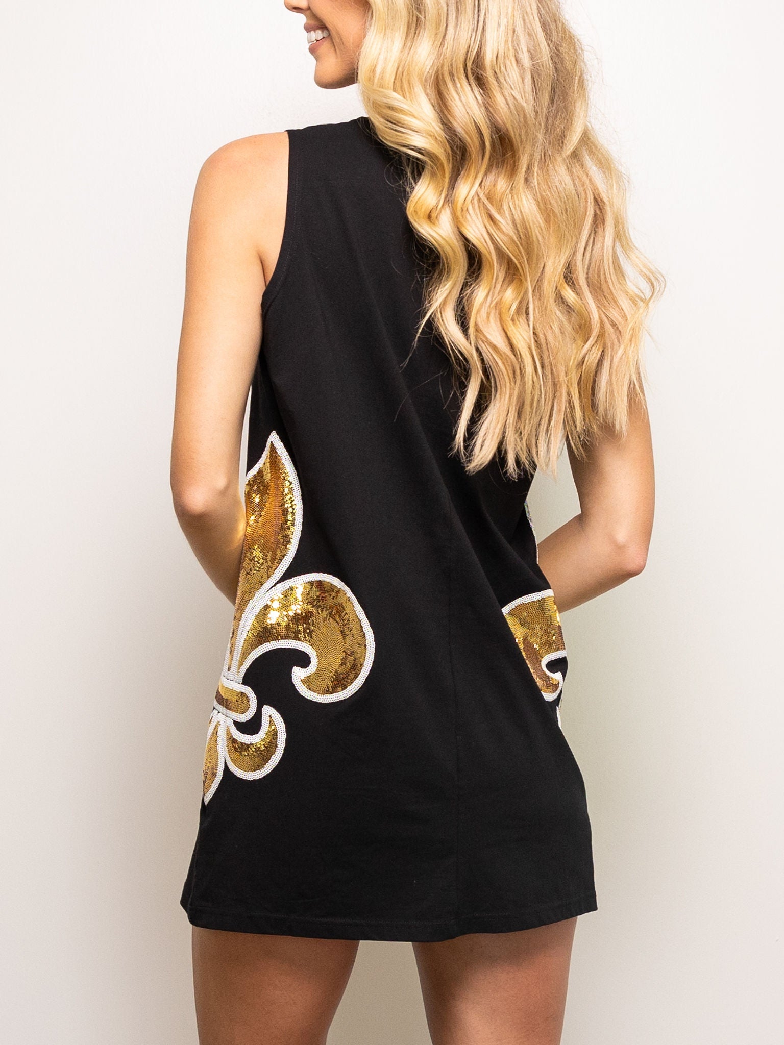 FLEUR DE LIS TANK DRESS BLACK - Sparkle City Co