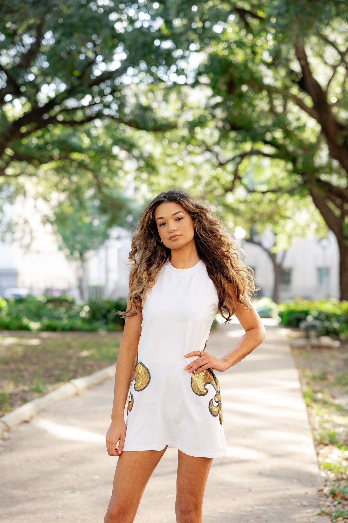 FLEUR DE LIS TANK DRESS White - Sparkle City Co