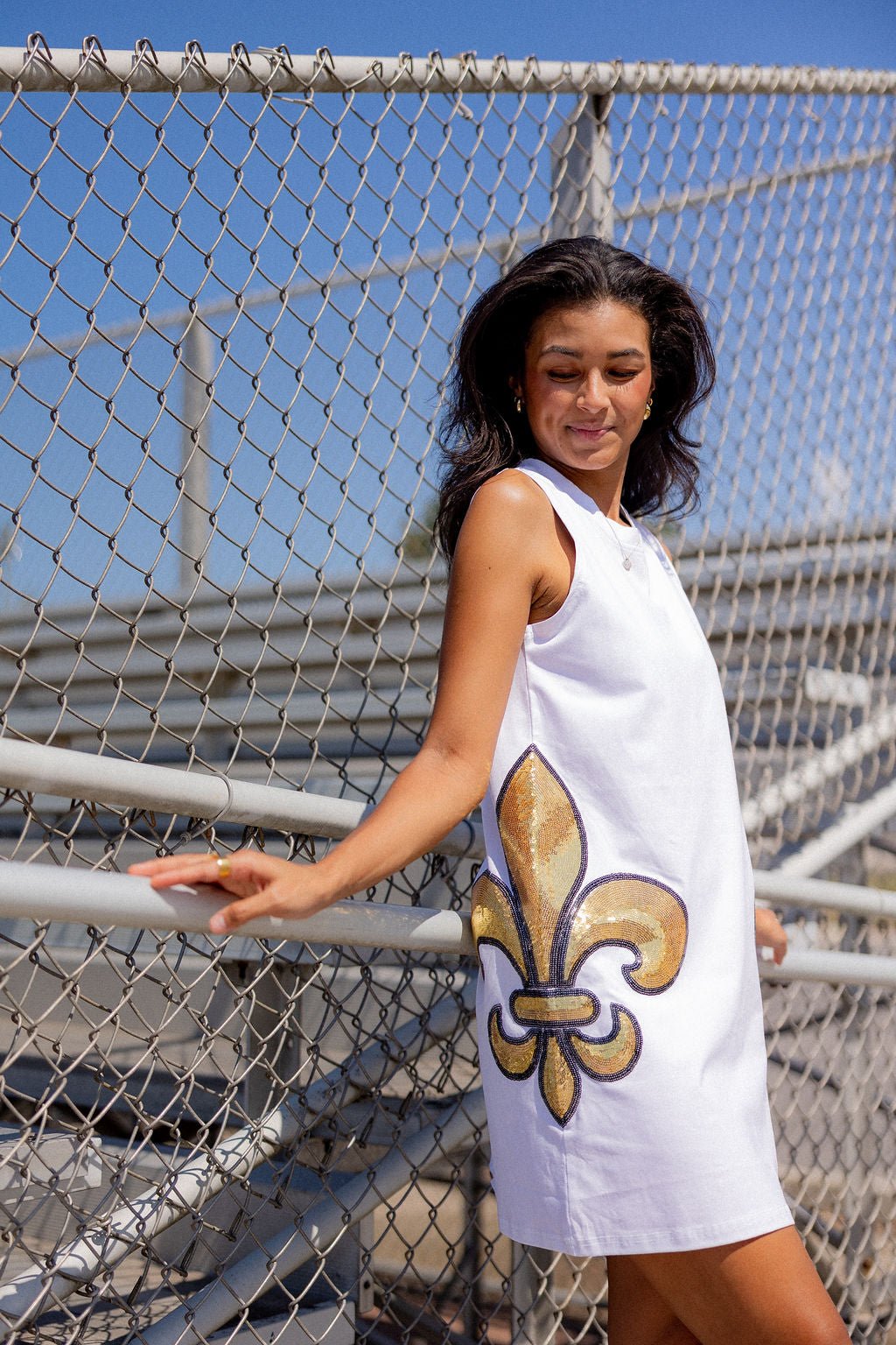 FLEUR DE LIS TANK DRESS White - Sparkle City Co