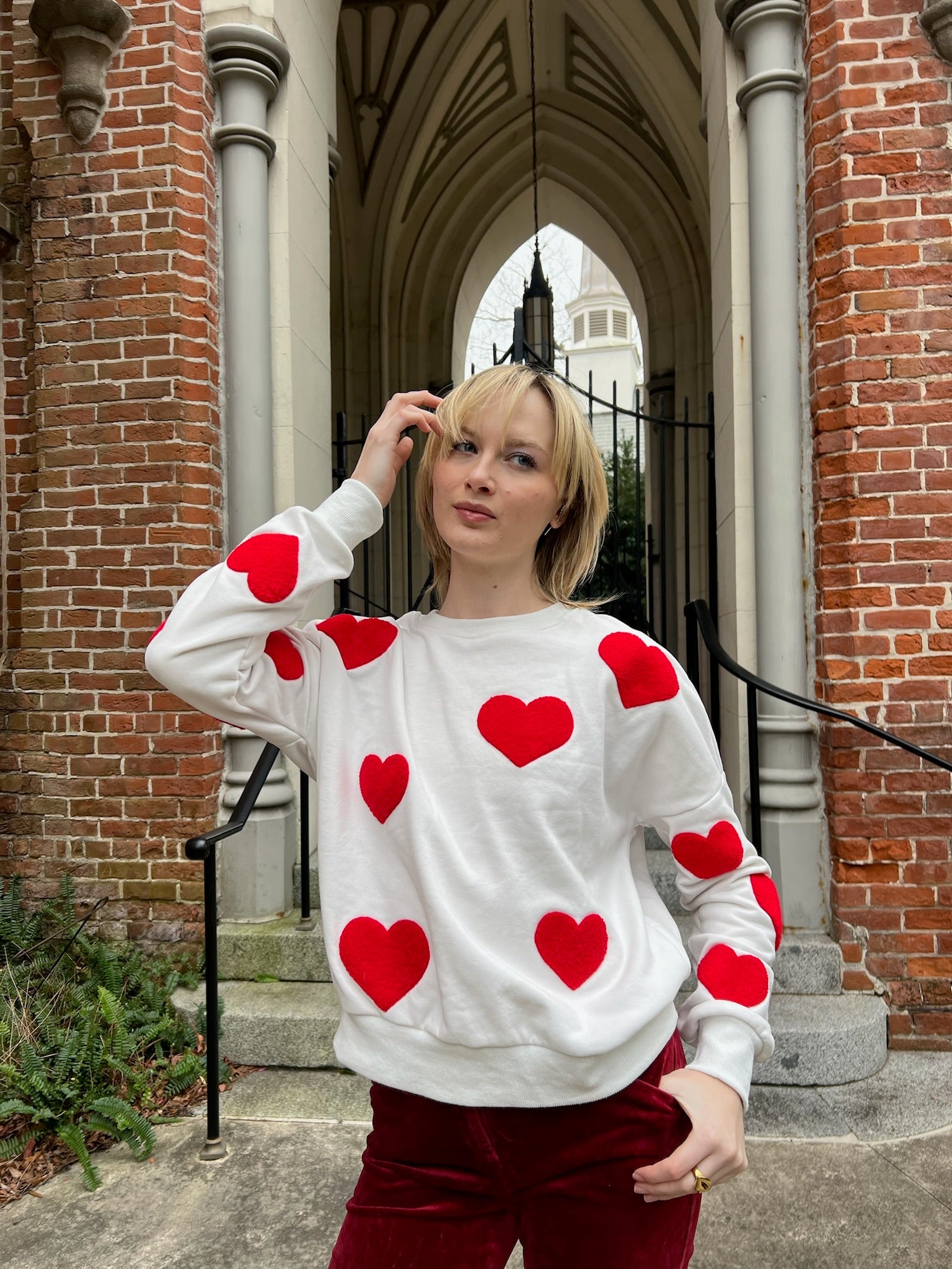 Fuzzy Heart Sweatshirt - Sparkle City Co