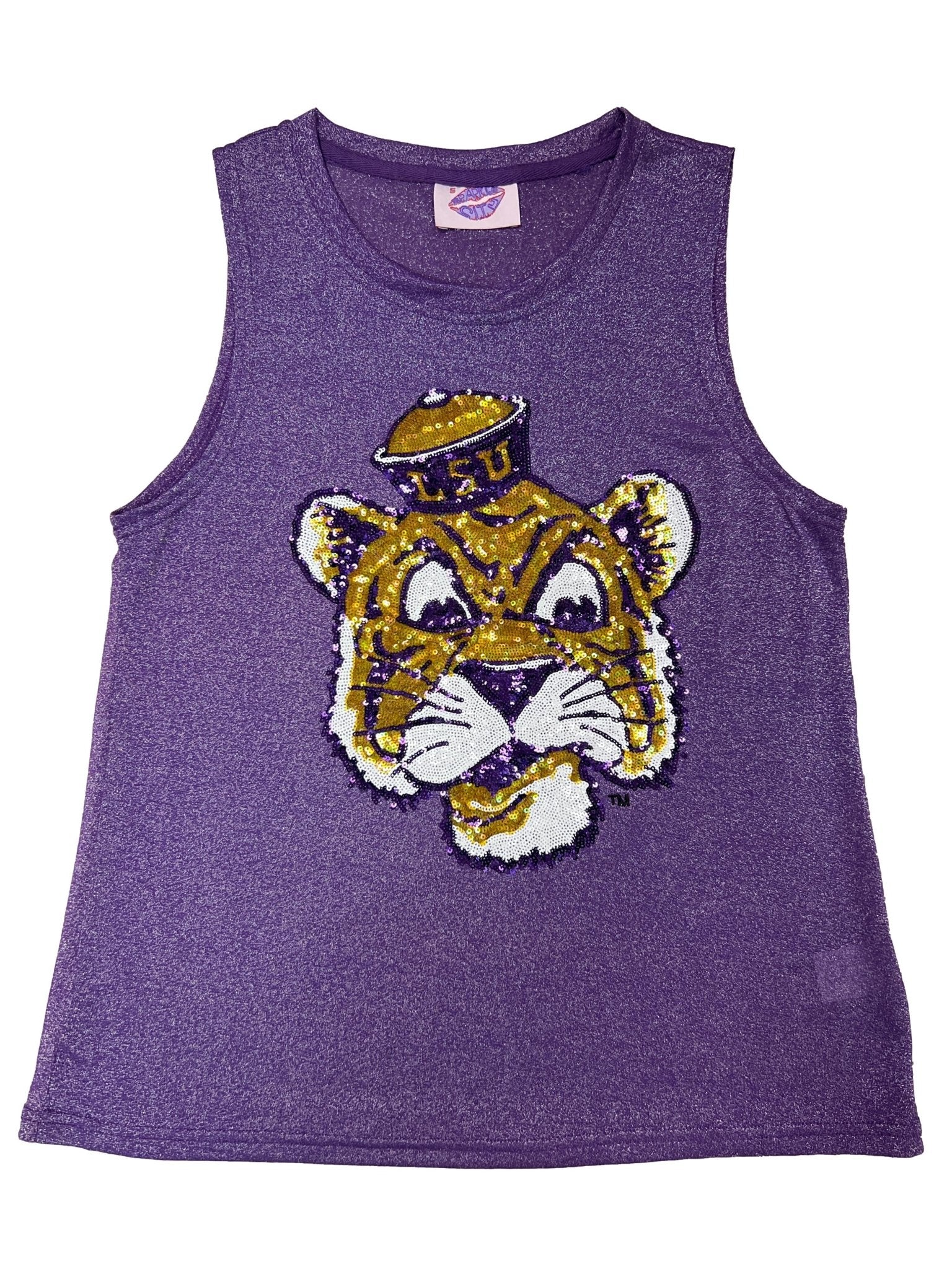 GLITTER RETRO LOGO TANK - LSU - Sparkle City Co