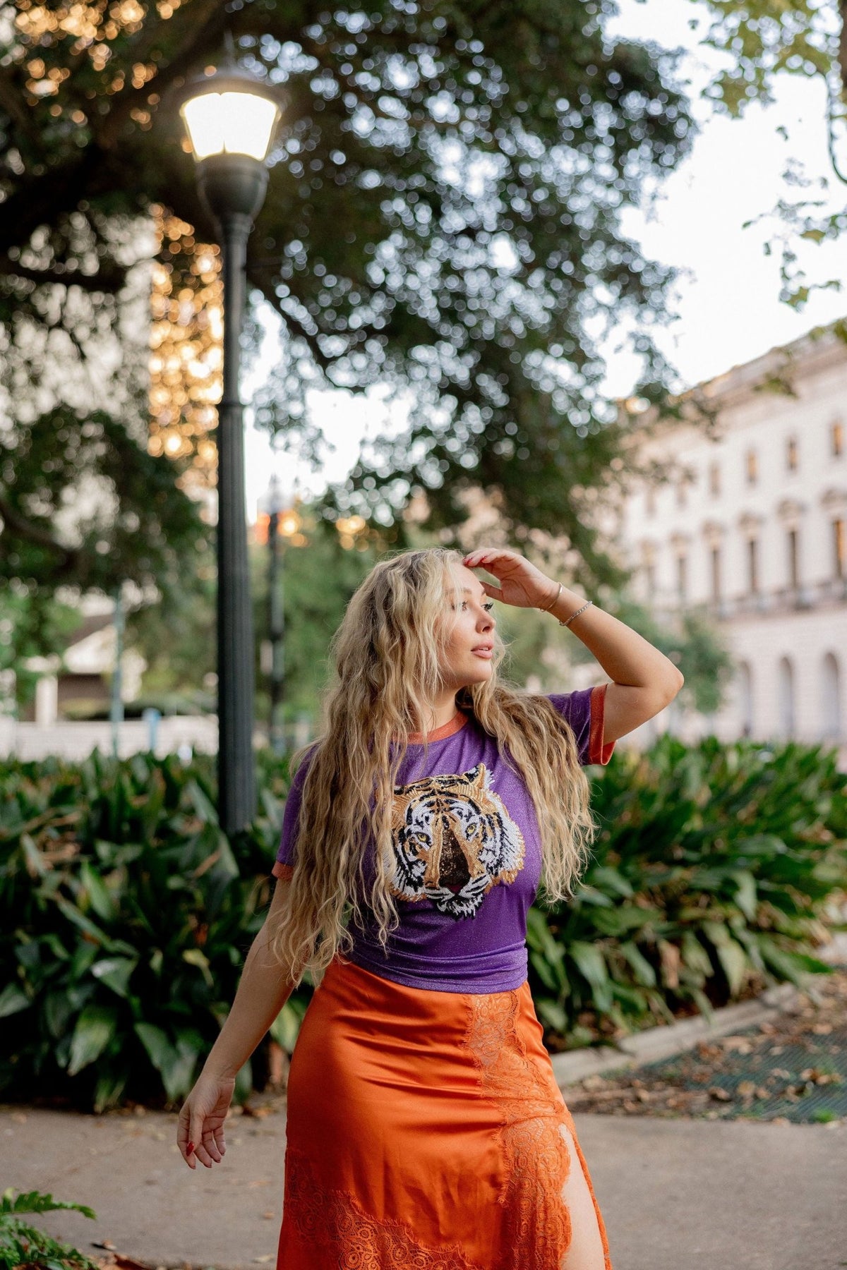 Glitter Tiger Tee- Purple and Orange - Sparkle City Co