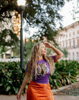 Glitter Tiger Tee- Purple and Orange - Sparkle City Co