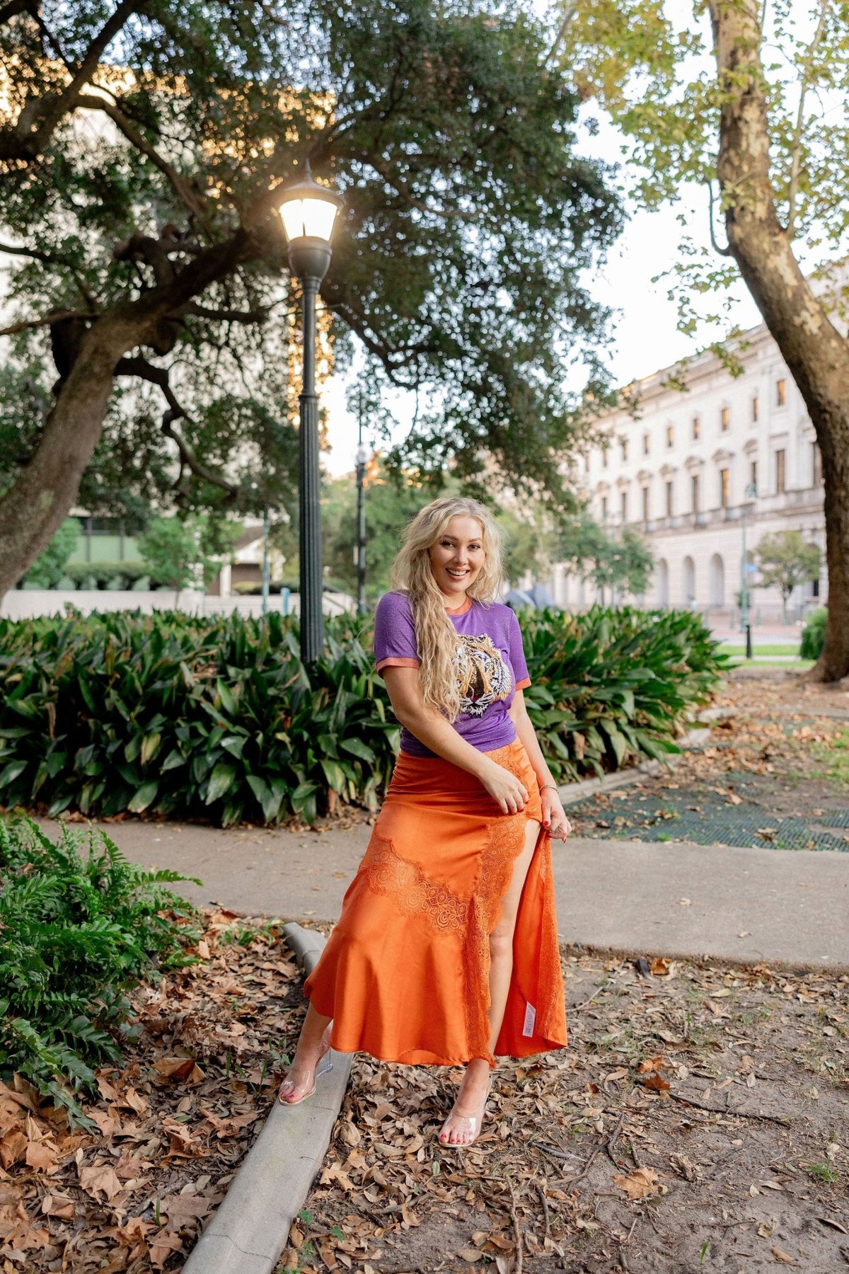 Glitter Tiger Tee- Purple and Orange - Sparkle City Co