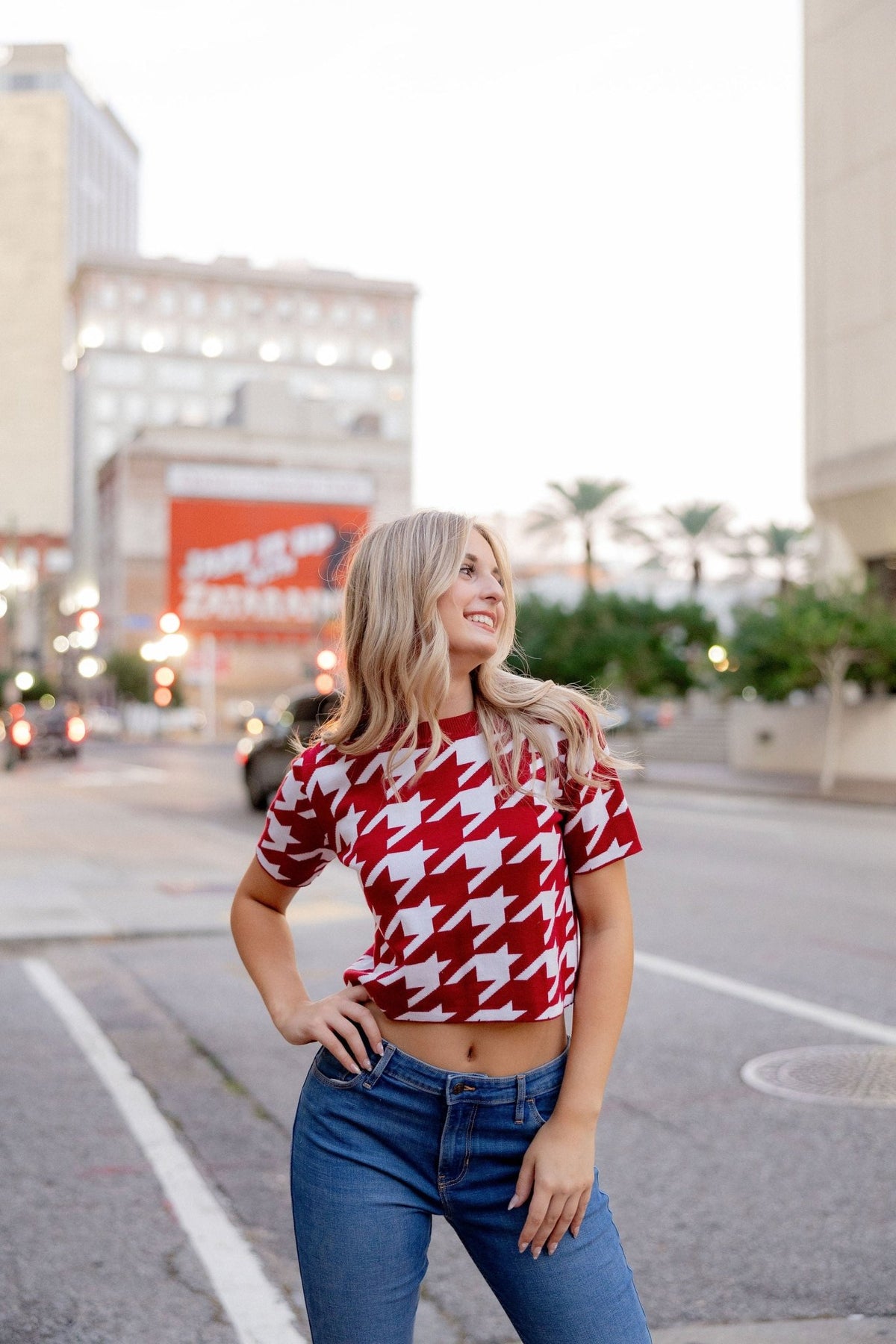HOUNDSTOOTH KNIT CROP - Sparkle City Co