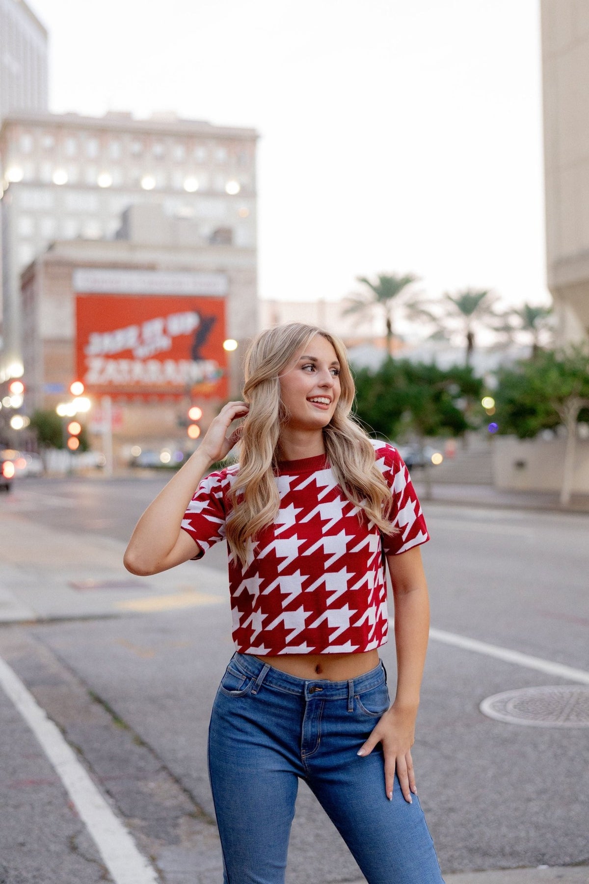 HOUNDSTOOTH KNIT CROP - Sparkle City Co